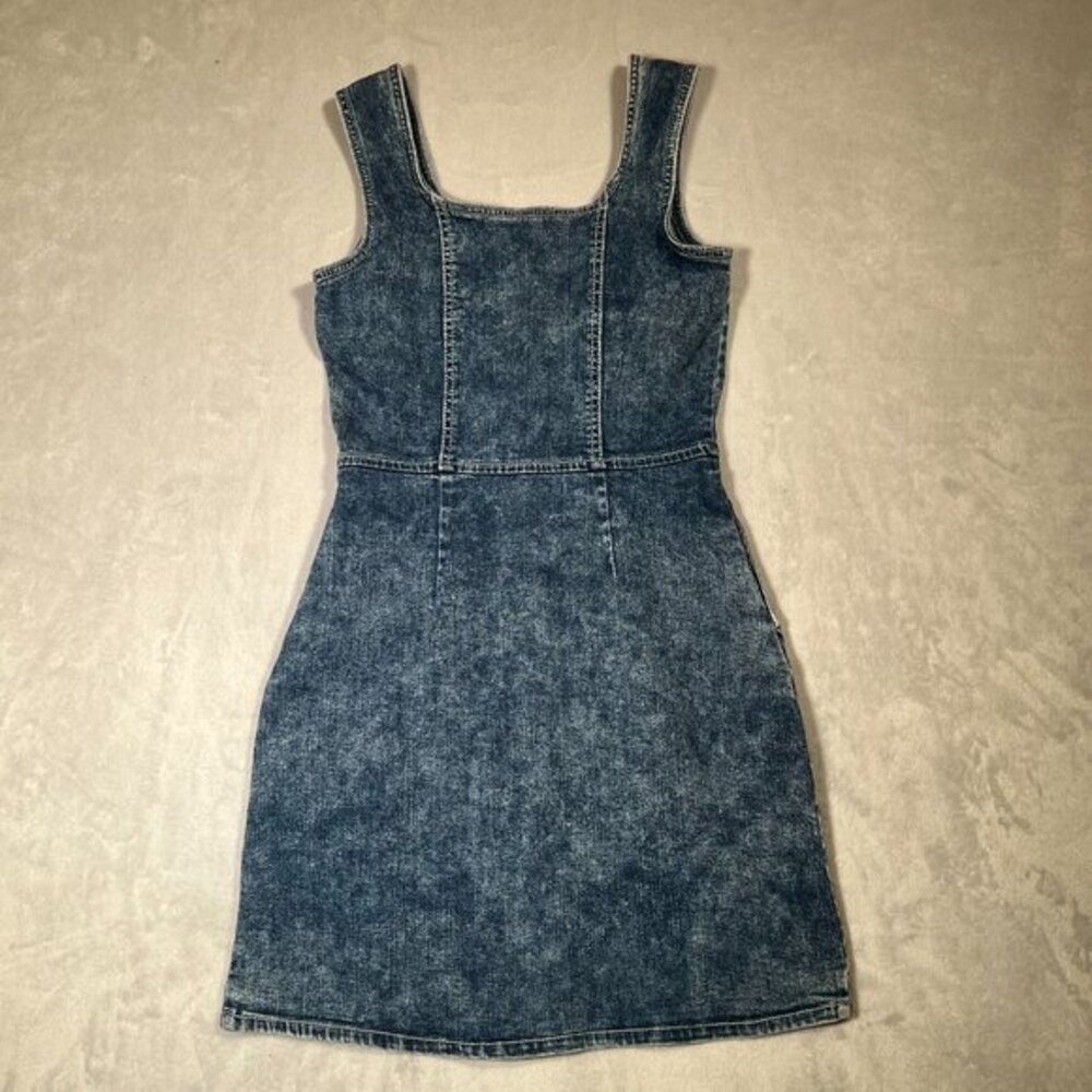 Jordache Vtg Dress Womens XS Blue Jean‎ Denim Button Front Mini Dark Acid Wash - Picture 5 of 8